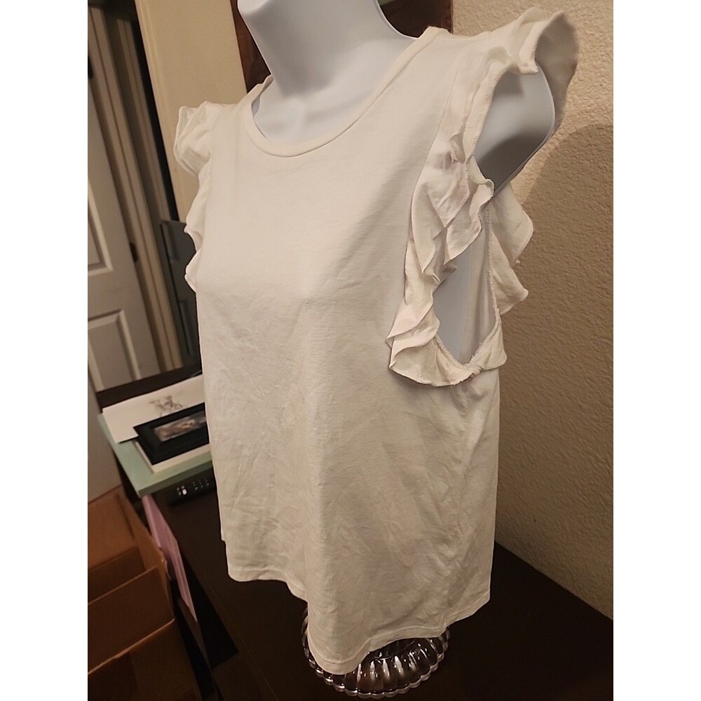 Forever 21 Women's M White Sleeveless Blouse Top Casual Summer V-Neck - Picture 2 of 7